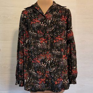 Vintage Blouse Contessa Monique by Florence Alper 10 floral red black purple